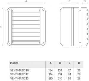 Aspiratore Elicoidale Ventimatic Dimensioni