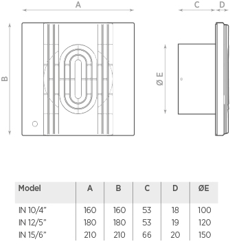 Aspiratore Serie IN Dimensioni