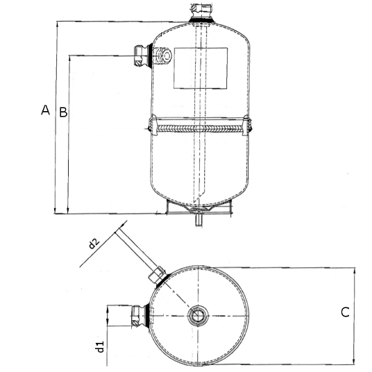 Ricevitore di liquido RV dimensioni